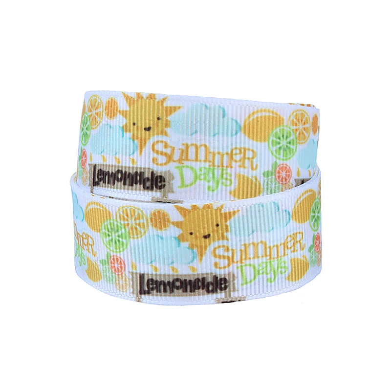 

FLRA Ribbon Wholesale summer days hot sun and lemon printed cheer ribbon