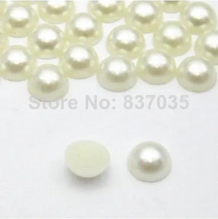 

500PCs 14mm ABS white Half Round Flatback pearl with box beads nails/scarpbook phone case finding Loose Making DIY acessories