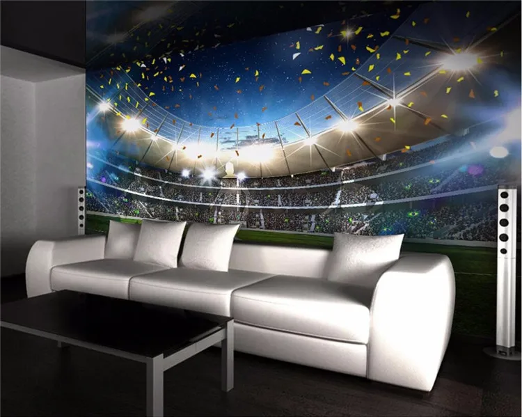 

Custom Photo Mural 3d Football Stadium Theme Wallpaper Restaurant KTV Internet Cafe Hotel TV Background Wall papel de parede