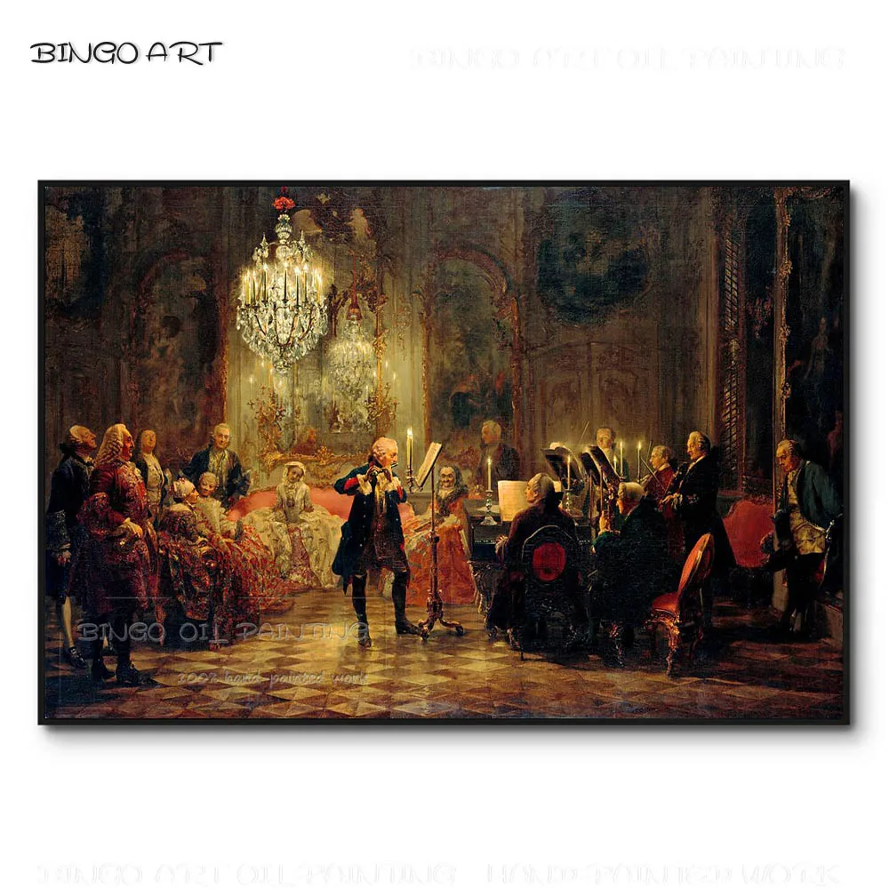 

Excellent Artist Hand-painted High Quality Ballroom Concert Oil Painting on Canvas Luxury Classical Europe Concert Oil Painting