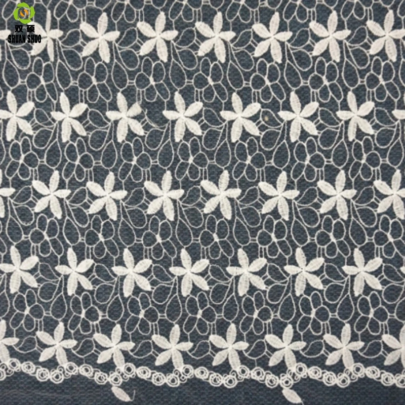 Shuanshuo Diamond mesh high quality cotton thread Lace fabric Lace clothing accessories  125*50cm