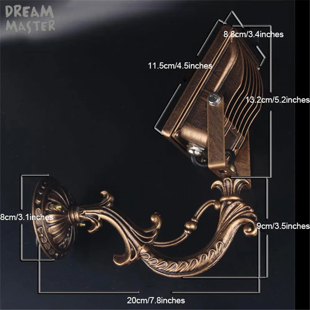 Bronze Vintage 10W outdoor LED Spotlights industrial COB LED Advertising lights Retro Europe style out door porch sign lamp