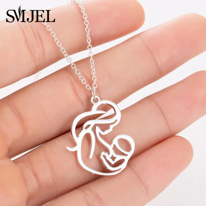 SMJEL New Family MUM Stainless Steel Necklaces for Women Fashion Mom Necklace Collier Jewelry Mother\'s Day Gift Dropshiping