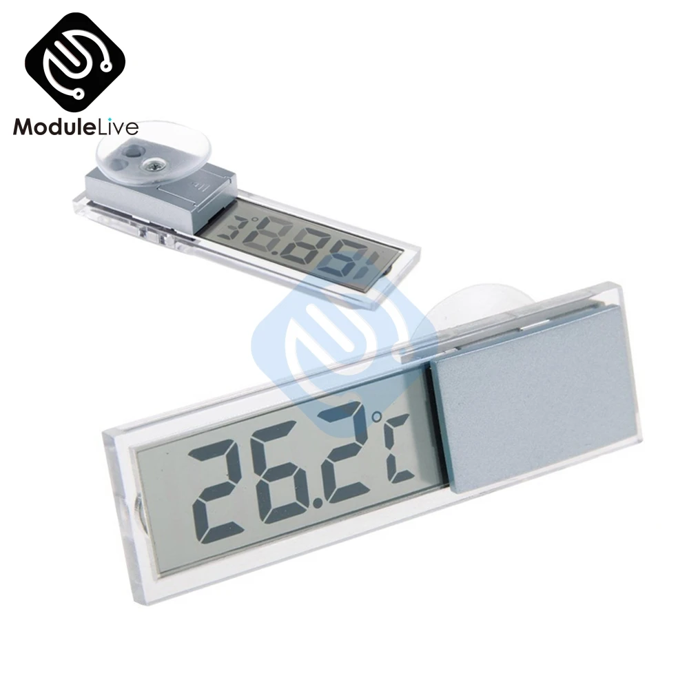 Mini LCD Digital Display Auto Car Thermometer With Suction Cup AG10 Button Cell Battery Temperature Measuring Range -20 -110