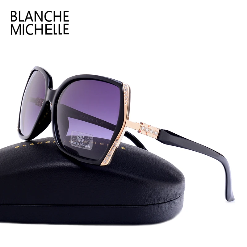 Blanche Michelle High Quality Oversized Polarized Sunglasses Women UV400 oculos de sol Gradient Driving Sun Glasses With Box