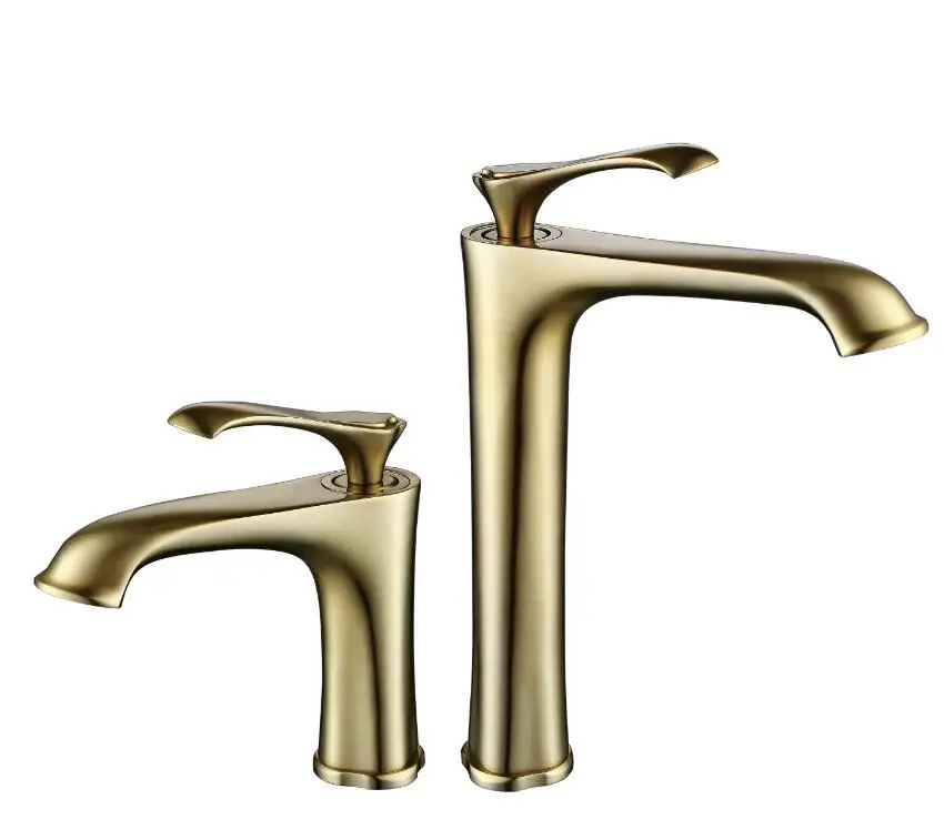 

brushed gold color brass Single Lever Waterfall Faucet Lavatory Wash Wels Bathroom Mixer water Tap BL698