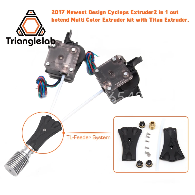 C Trianglelab 3Dprinter V6 Cyclops dual head kit 2WAY in 1WAY out 2 in 1 out TL-Feederbowden prometheus System Titan Extruder