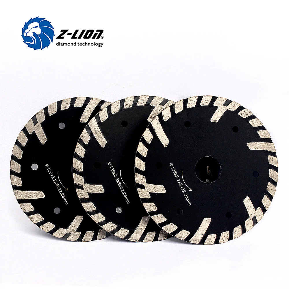 

Z-LION 3pcs 125mm Diamond Cutting Blade Protective Teeth Turbo Cutting Saw Granite Marble Stone Saw Disk for Angle Grinder Grind