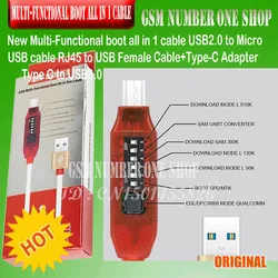 Micro USB RJ45 Multifunction boot all in 1 cable for Qualcomm EDL/DFC/9008 Mode support fast charge MTK/SPD  box octopus box