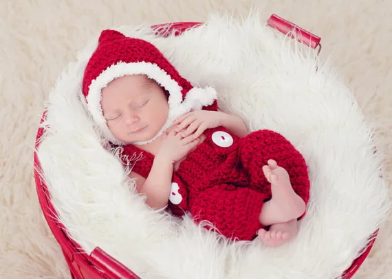 

Crochet Newborn hat,Baby Beanie,baby girl's Christmas elves Hats & Pants Set newborn photo prop 100% cotton 0-3 month