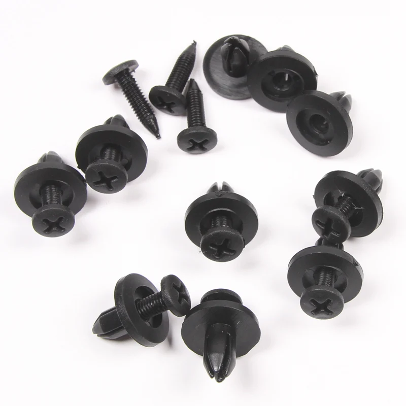 YAQUICKA 10Pcs 6mm Hole Auto Car Door Trim Panel Plastic Rivet Clip Fastener Black