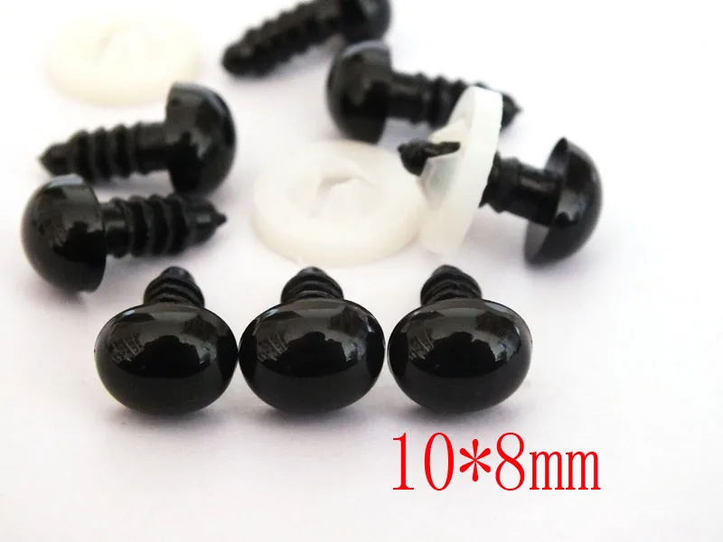 50pcs/lot black toy animal 10*8mm Oval shape safety noses with plastic washers, Bear Doll Animal Puppet Amigurumi making