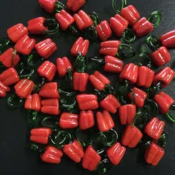 10pcs/lot Murano Lampwork Red Pepper Glass Charms For Earring Necklace Jewelry Making