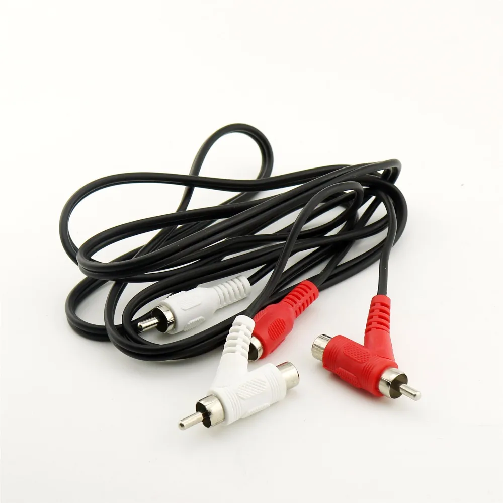 1pc RCA Audio Piggyback Stereo Connector Cable 2 Male to Male + Female Piggy Back 1.5FT 50cm / 1.5M 5FT