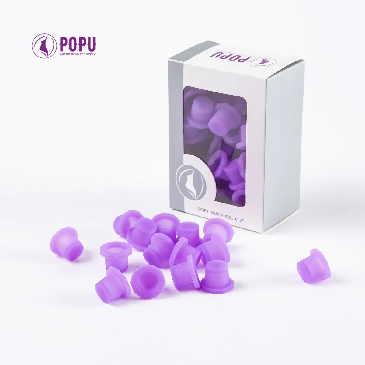 POPU Ink Cups 60 pcs Medium-12mm Disposable Soft White/Purple Colors for Permanent Makup & Tattoo Used