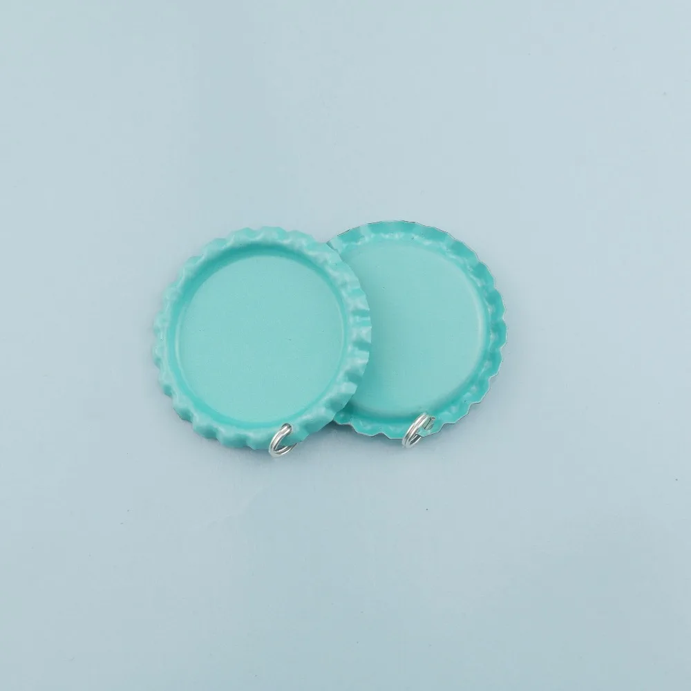 1\'\' Metal Colored Flattened Bottle Caps SUTOYUNE Flat Bottle Cap With Split Ring For DIY Crafts Pendants 60pcs Mix 15 Color