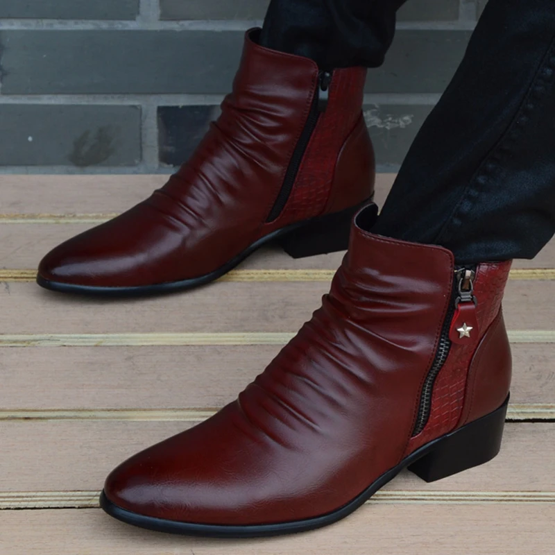 Bottines en cuir véritable pour homme, chaussures britanniques, chaudes, en peluche, décontractées, nouvelle mode, automne hiver