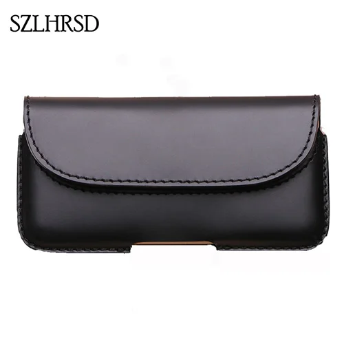 

SZLHRSD Men Belt Clip Genuine Leather Pouch Waist Bag Phone Cover for Xiaomi Mi Max 3 Pro Max 2 Cases Black Cell Accessory