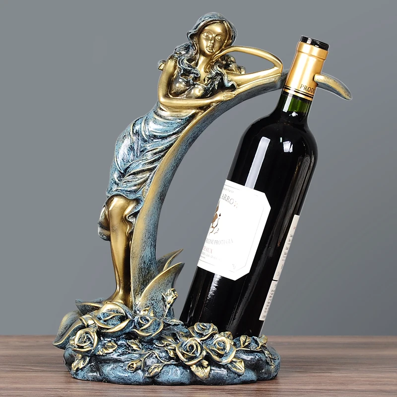 Artigianato creativo resina porta vino rosso cornice cigno cavallo corna di cervo decorazione della stanza figurine di animali in porcellana di