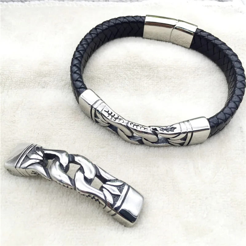 

11*5mm Hole Size 316l Stainless Steel Infinity Knot Connectors For Leather Men Bracelet Jewelry Making DIY Bangle Metal Beads