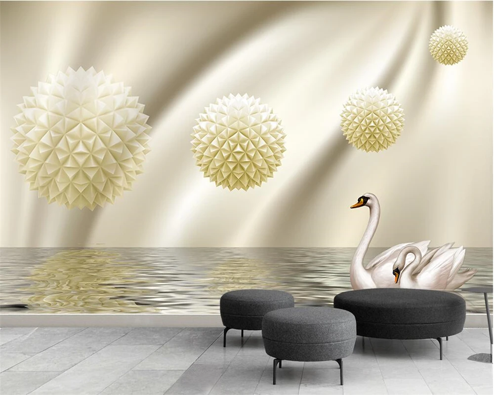 

Beibehang Custom wallpaper home decor mural 3D stereo ball Swan TV background wall living room bedroom mural 3d wallpaper photo