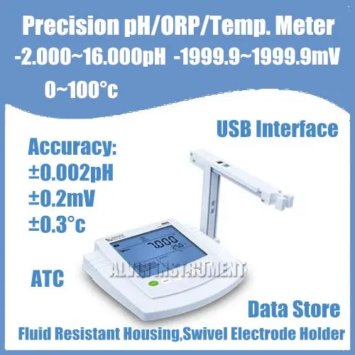 Free Shipping Benchtop Precision pH ORP Temperature Meter Tester Accuracy:0.002pH;0.2mV; without ORP electrode