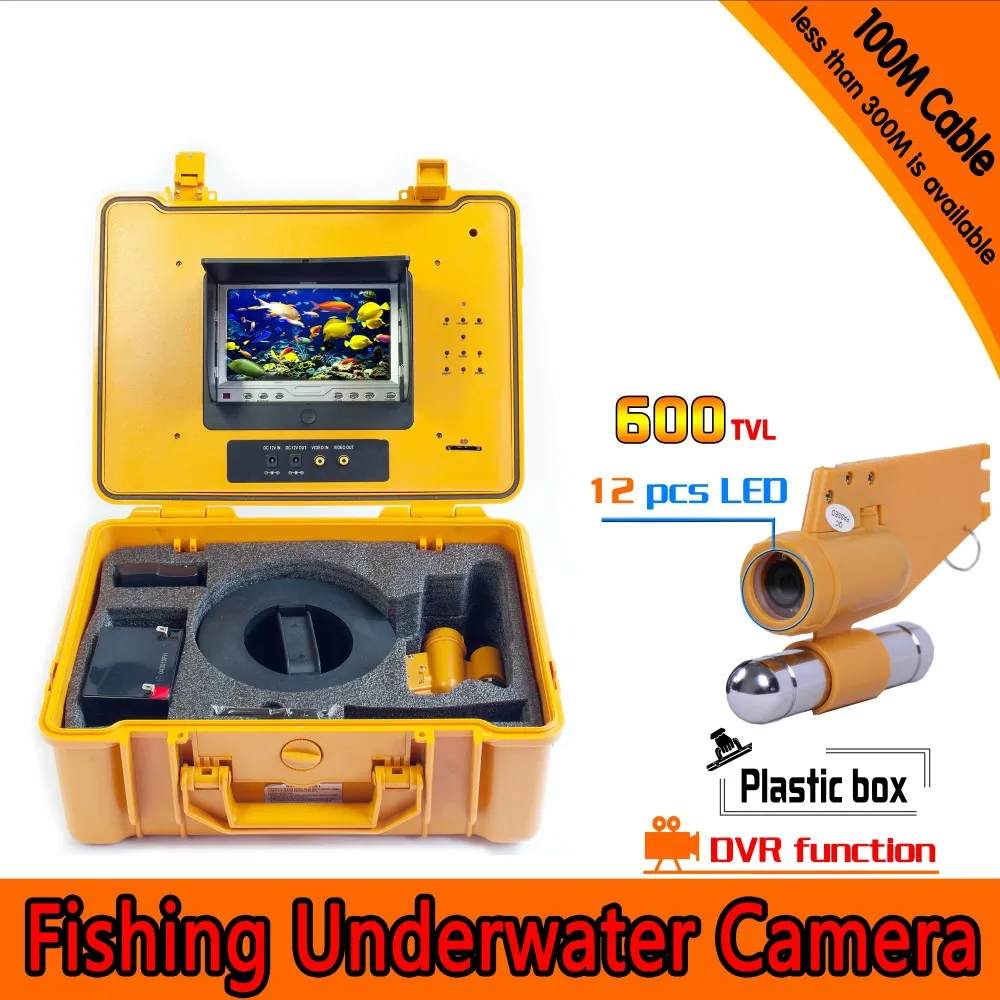 100Meters Depth Underwater Fishing Camera Kit with Single Lead Bar & 7Inch Monitor with DVR Built-in & Yellow Hard Plastics Case