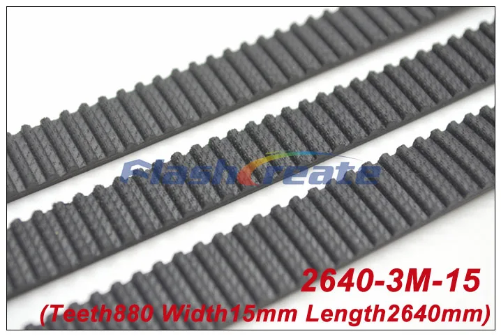 POWGE 2pcs 3M Timing Belt 2640 3M 15 Length 2640mm Width 15mm 880 Teeth HTD3M Belt Rubber Closed-Loop Belt 2640-3M S3M Belt