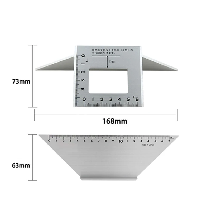 Japanese Aluminum Alloy Square Angle Ruler 45 degrees 90 degrees Gauge Protractor For Multifunctional Carpenter Woodworking Tool