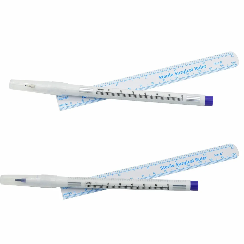 Surgical Tip Markers Skin Marker Pen Tattoo Pen(0.5mm,1mm) with Paper Ruler