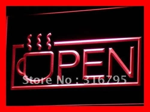 i537 OPEN Coffee Cup Lounge Cafe NEW LED Neon Light Light Signs On/Off Switch 20+ Colors 5 Sizes