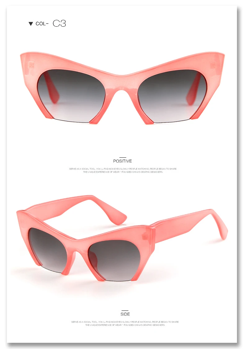 Wer Cutie Frauen Cat Eye Sonnenbrille Marken designer Frau übergroßen halben Rahmen rosa Leopard Sonnenbrille ce Linsen schirme om703 – Detail 7