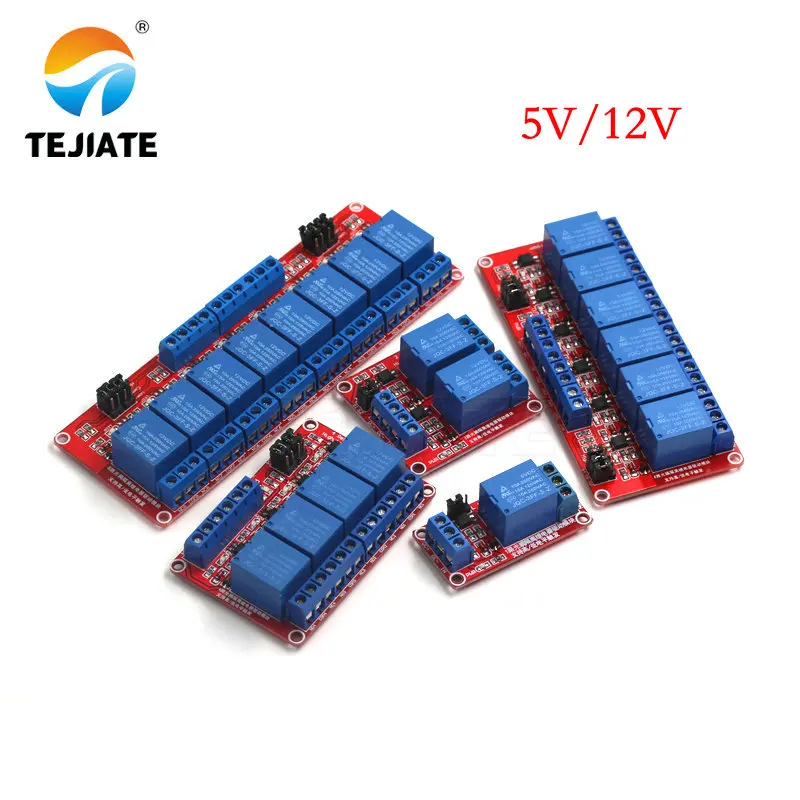 Red 1 2 4 8 Channel 5V 12V Relay Module Board Shield with Optocoupler Support High and Low Level Trigger