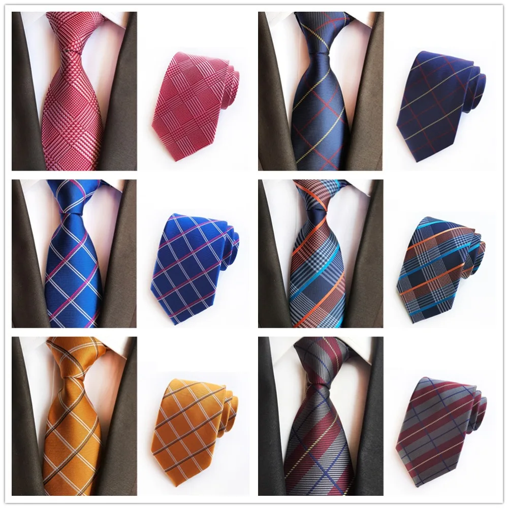 HOOYI Men Fashion Plaid Ties Wedding Neck Tie Work Office Cravat Gift Party 18 styles