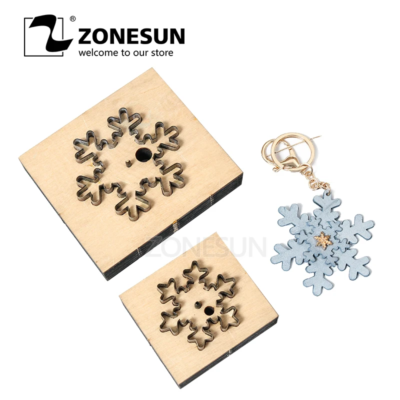 

ZONESUN Snow Leather Cutting Die DIY Key Ring Cut Out Wooden Template Knife Punching Key Chain Die Cut Cutting Mould Decoration