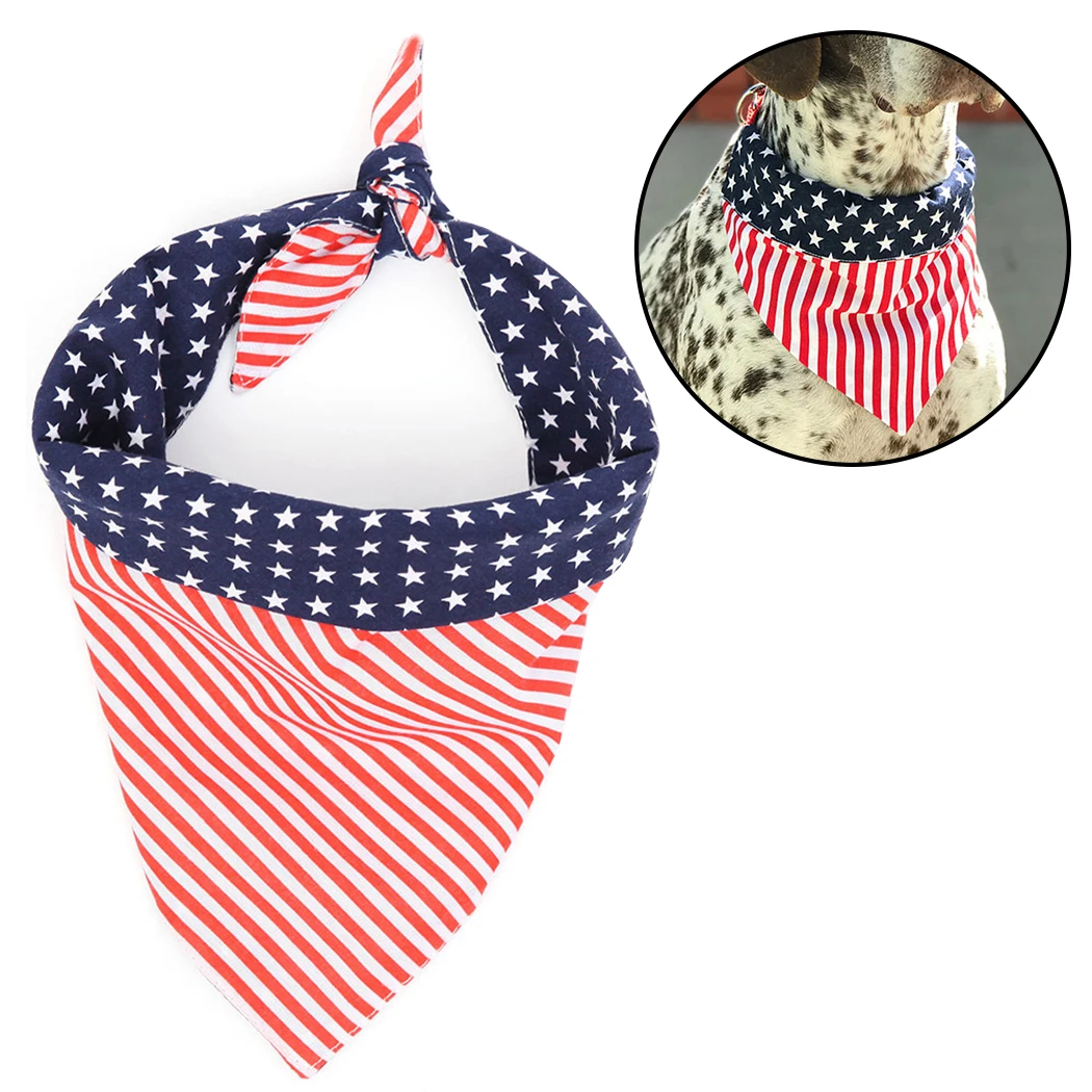 Fashion Pet Bandana Creative American Flag Pet Triangle Towel Dog Saliva Towel Pet Collar Scarf Turban Pet Clothing Accessories