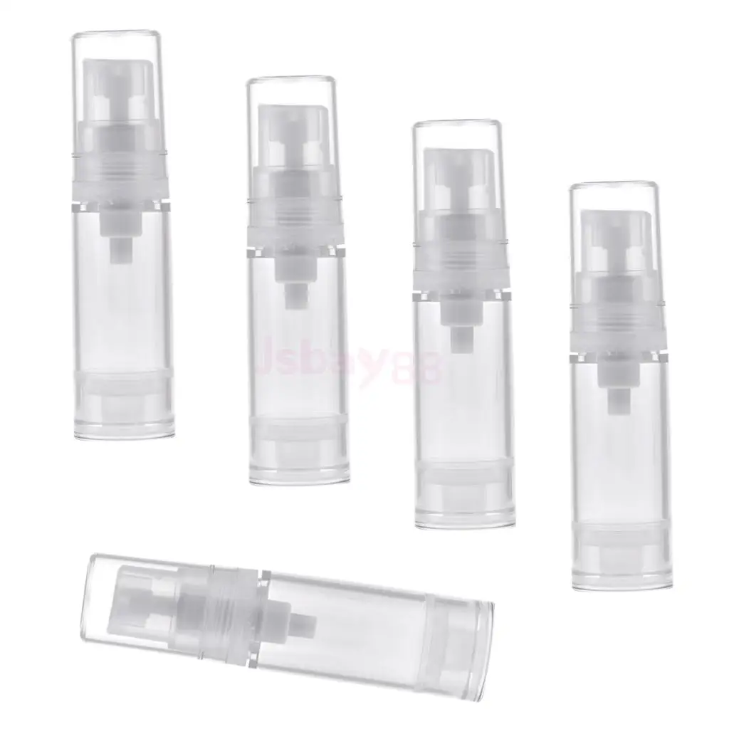 5x 5ml Clear Vacuum Pump Bottle Cosmetic Lotions Container Tubes Dispenser Makeup DIY Tool Set