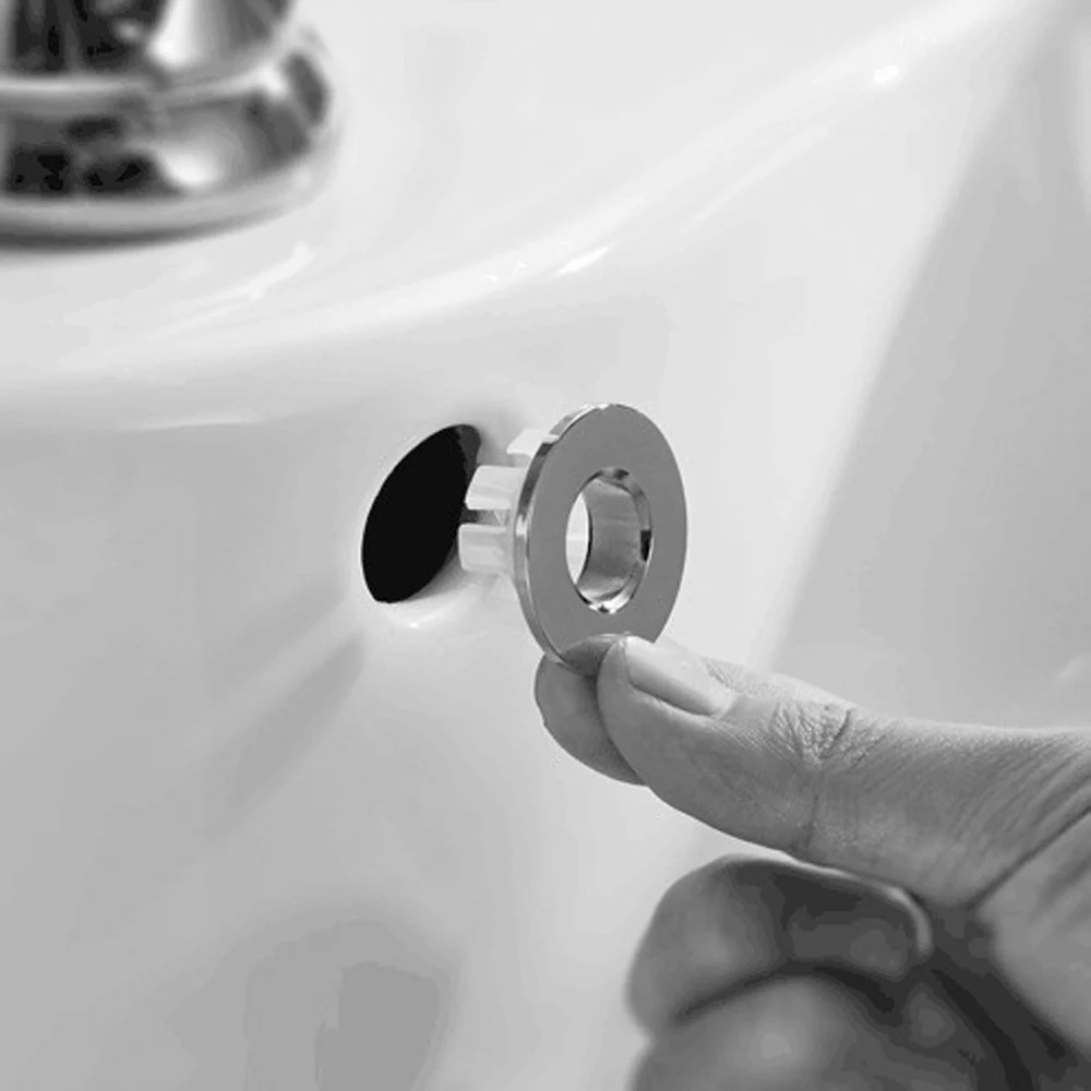 1Pcs Sink Gat Ronde Overloop Cover Keramische Potten Plastic/Koper Insert Chrome Basin Sink overloop cover