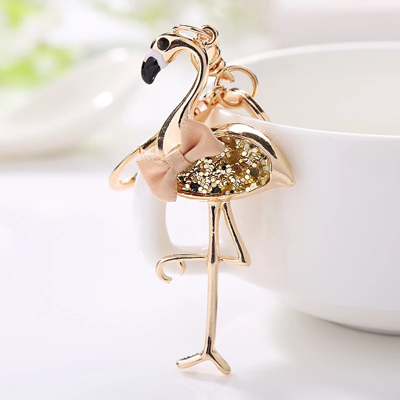 XDPQ Fashion Bag Pendant Cute Metal Flamingo Dan Keychain Holiday Commemorative Gift Car Key Decoration