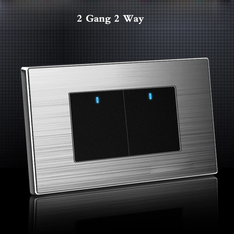 5 6 7 8 Gang 2 Way Household Switch Socket type 86 wall with led brushed stainless steel mirror Reset switches