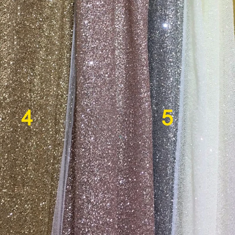 5 Yards Rose Pink /Champagne Gold/White /Royal Blue Glitter Shining Lace Fabric Wholesale For Party Dress Textile Cloth Material