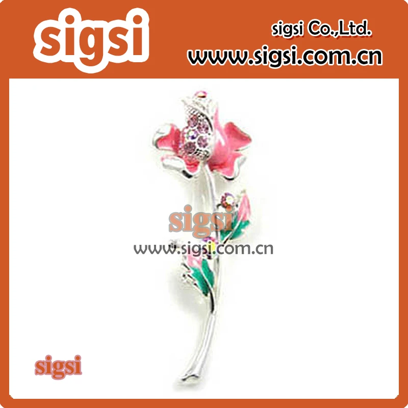 wholesale crystal wedding flower shape brooches for wedding