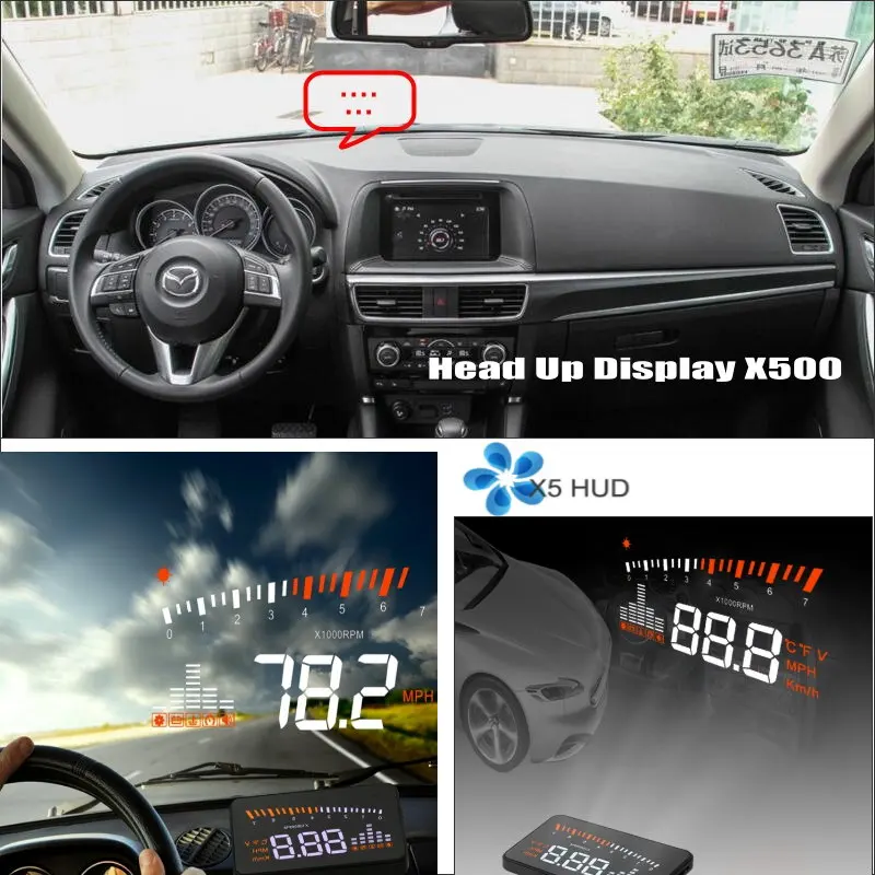 Car Information Projector Screen HUD For Mazda CX-5/Atenza/Axela 2010~2020 HUD Head Up Display OBD Safe Driving Windshield