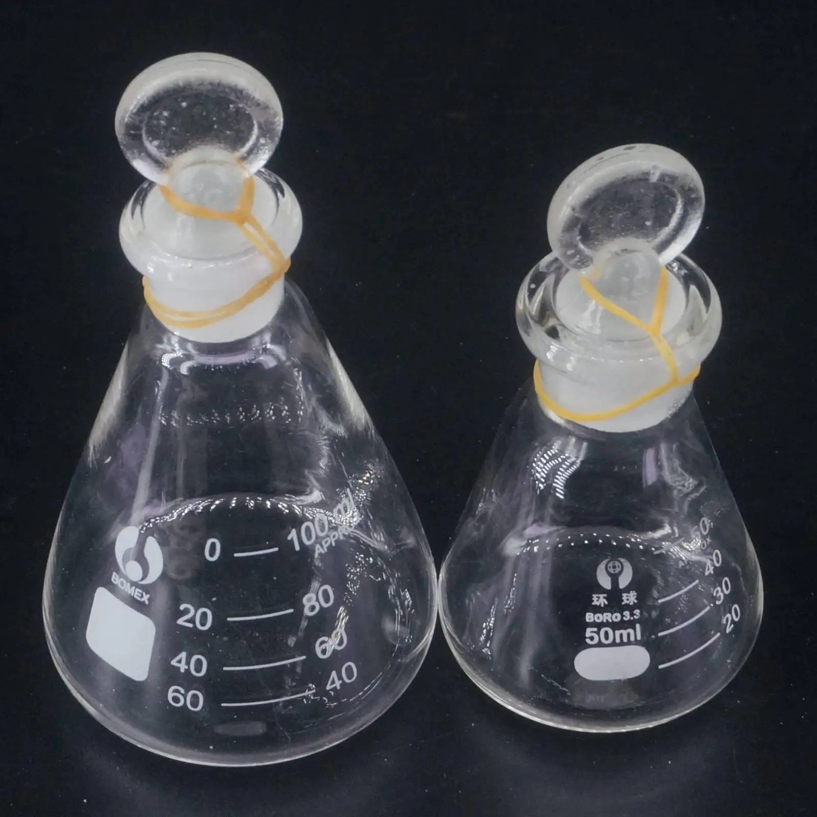 50ml 100ml 150ml 250ml 500ml 1000ml Lab Borosilicate Glass Erlenmeyer Conical Flask with Ground-in Stopper