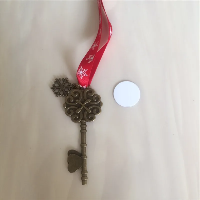 sublimation santa claus key christmas pendant with red snow rope hot transfer printing blank christmas gifts 15pcs/lot new style