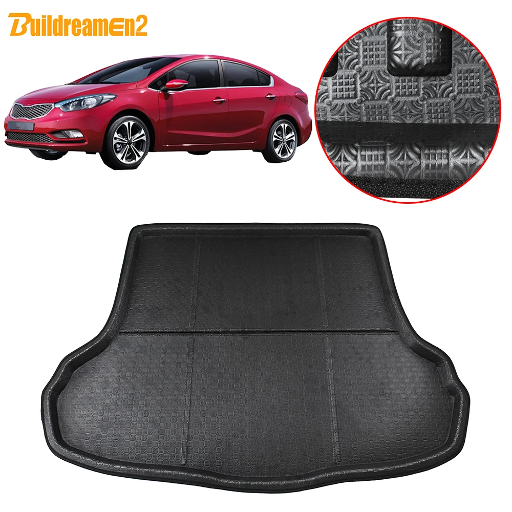 Buildreamen2 Dla Kia Forte Cerato K3 Sedan Taca samochodowa Wyściółka bagażnika Mata podłogowa Cargo Carpet Mud Pad 2014 2015 2016 2017 2018