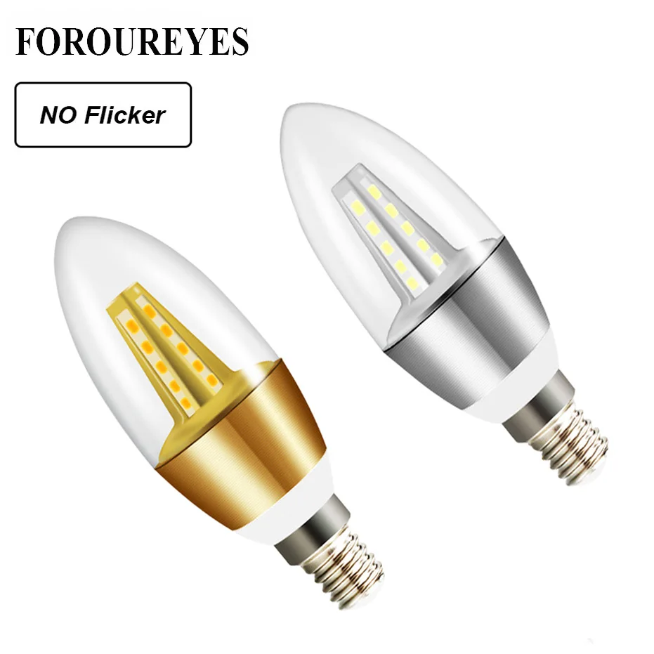 

4PCS No flicker E14 Led Candle Bulb AC85-265V 5W 7W 2835smd Led Light Constant urrent LED Lamps Light Chandelier Bulbs Light