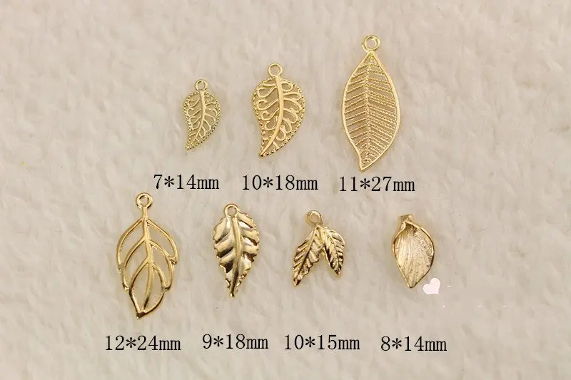 20pcs High quality DIY Leaf Golden Alloy pendant Leaves Charms Alloy Plated Charm Metal Bracelet Charm Bride Jewelry accessories