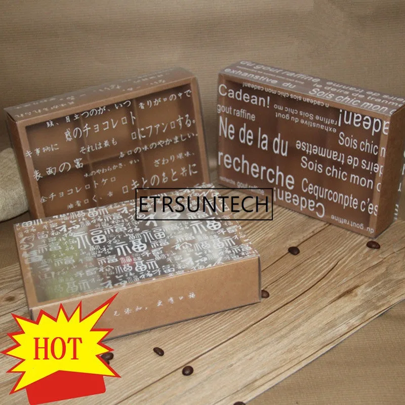 100pcs/lot PVC Kraft paper Packaging Gift Boxes 50g Yolk Crisp Packaging Xuemei Niang Nougat Cookie Boxes Wholesale