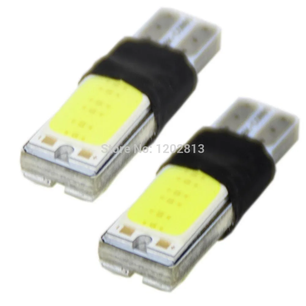 Wholesale!! All Colors!!50Pcs T10 194 6W LED Error Free Canbus COB Interior Side Lamp Wedge Light Bulb Replacement Auto Lighting